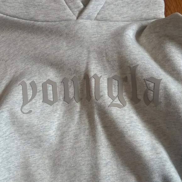 YoungLA Light Gray Hoodie for Men - Picture 2 of 3